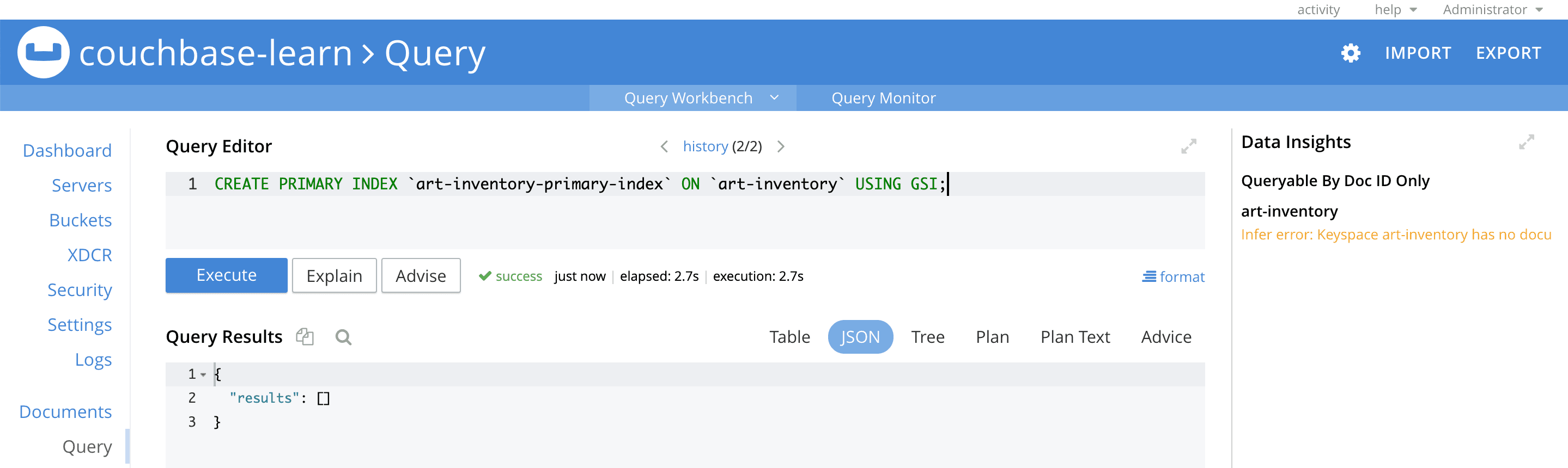 Successful query result